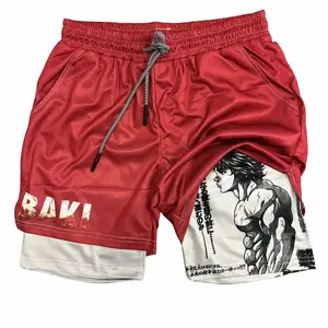 Anime Performance Shorts Summer Double Layer Beach Pants Fitness Training Pant Sports