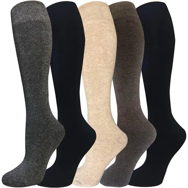 5 Pairs Warm Knee High Socks for Women, Thermal Soft Cotton Tall Long Boot Socks, Cozy Stretch Winter Socks for Hiking, Work, Outdoor Sports & Daily Wear, Aesthetic Fall Winter Fashion Accessories, Christmas Gifts Womenswear Basic