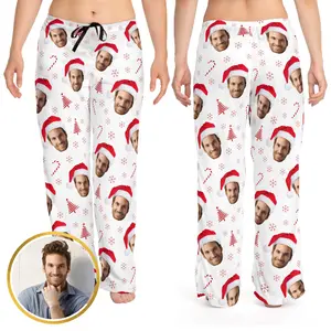 Custom Christmas Photo Pajama Pants - Personalized With Your Own Photo! Customized Nightwear Soft Fabric Loungewear Womenswear