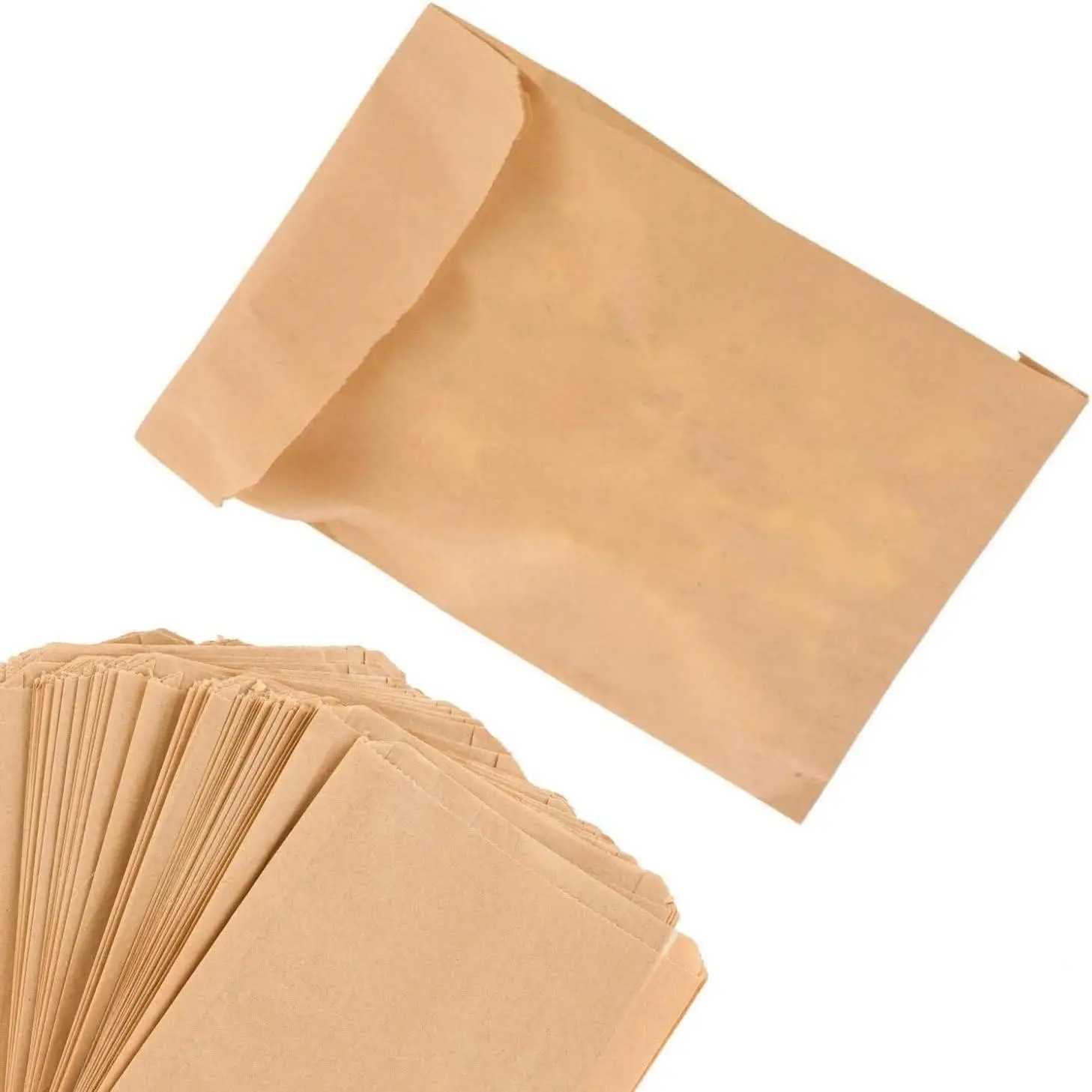 Kraft Brown Paper Sandwich Bags (200 Pack) - 100% Chlorine-Free Recycled Natural Kraft Paper, Eco-Friendly, Biodegradable, Compostable Food Grade, 1" Gusset Width, Bulk Packaging for Bakery Treats, Food Delivery