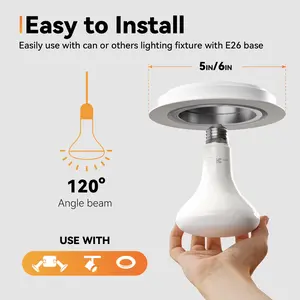 DAYBETTER LED 65W Equivalent BR30 Indoor Recessed Floodlight Can Light Bulb Flicker-Free Dimmable 5000K 800 Lumens E26 Base 15000 Hours Lifespan Energy Efficient