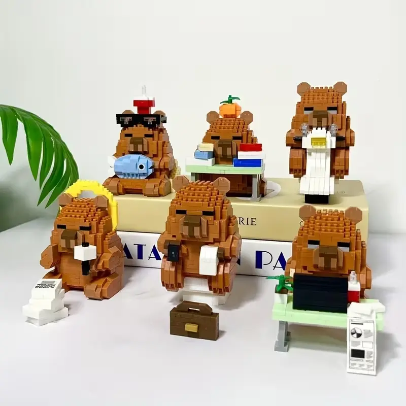 500pcs Capybara Building Blocks Bricks, Block Set, Adult High-End Healing Water Vole Animal 3D Puzzle Model, DIY Creative Decoration, Stress Relief Toy