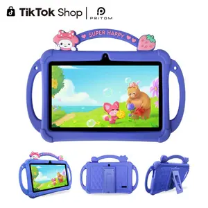 [New Arrivals] PRITOM Kids Tablet 7 inch Android 13 Bluetooth WiFi HDScreen with Protective Case Parental Control System Dual Cameras Pre Installed Educational Apps Ideal Learning Tablet for Boys and Girls Pink Blue Best Gift For Kids summervibes