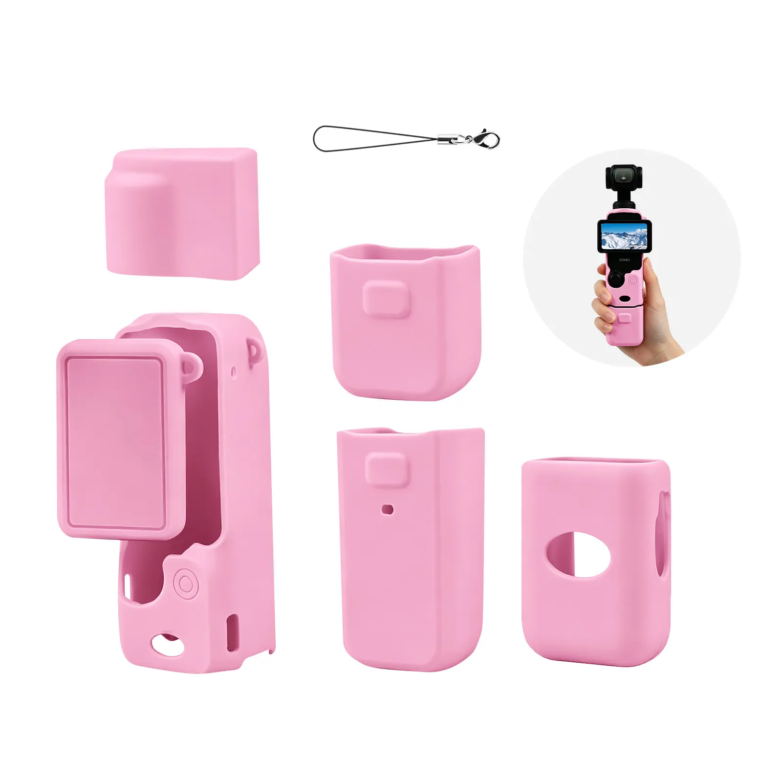 Easy Hood Protective Silicone Case for DJI Osmo Pocket 3/ Xtra Muse Camera, Camera Cover Set with Lens Protector Cover,Anti-Loss Strap,Mic Protector,Soft Silicone,Anti-Scratch(Case Only)