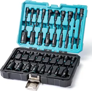 Nut Driver Set, 35 count Impact Driver Bit Set, Deep Nut Driver Set, Metric & SAE Nut Driver for Impact Drill, Wing Nut Driver, Quick-release Bit Holder, Drill Bit PH1 PH2, with Toolbox