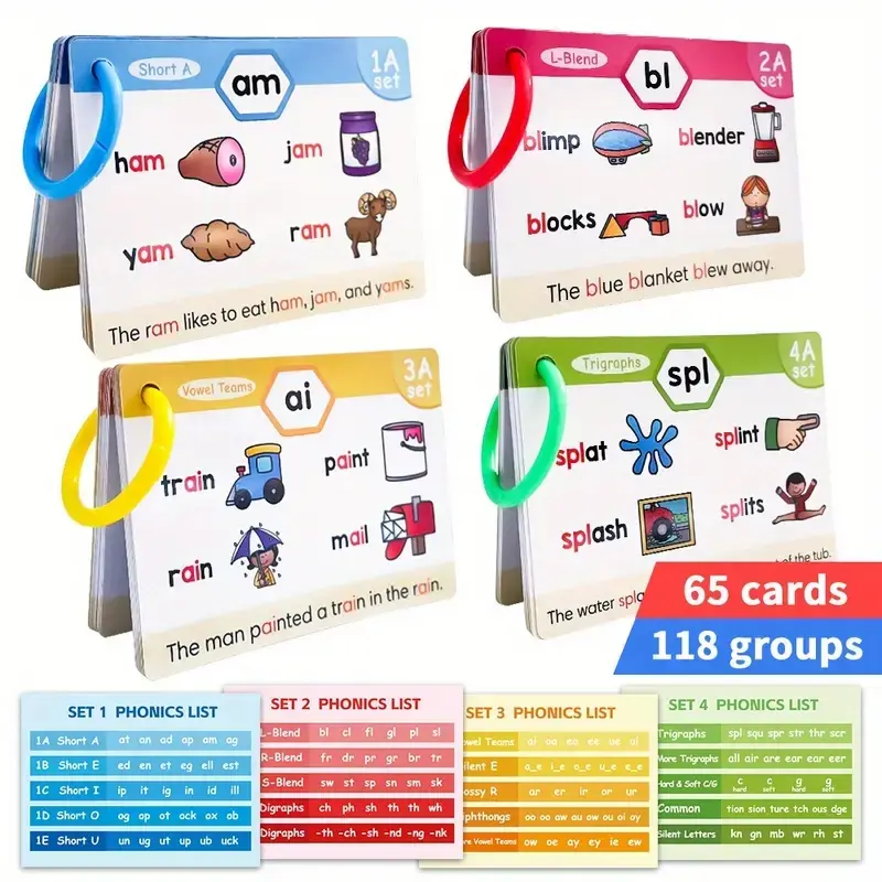 English Phonics Natural Reading Flash Cards, Word Root Spelling ...