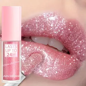Long-lasting Lip Gloss, Waterproof Glitter Lip Glaze, Non-sticky Lip Gloss, Glittery Lip Gloss, Easy Application Essential Lip Makeup Product for Women & Girls, Cosmetic