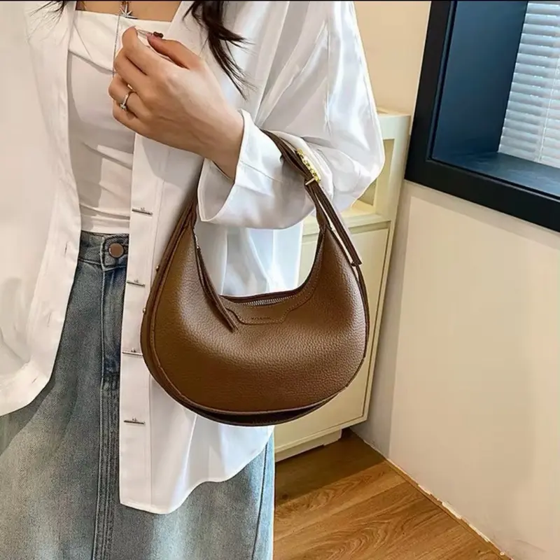 ZAMI Women's Minimalist Crescent Bag - Soft Leather Shoulder Handbag