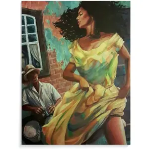 Traditional Culture Puerto Rican Women Dancing Art Oil Painting Poster (3) Bedroom Office Room Printed Canvas Poster Wall Art Decoration Painting Aesthetic Poster