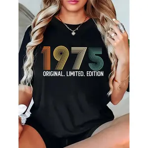 Women's 1975 Retro Graphic T-Shirt Original Limited Edition Casual Birthday Anniversary Party Tee