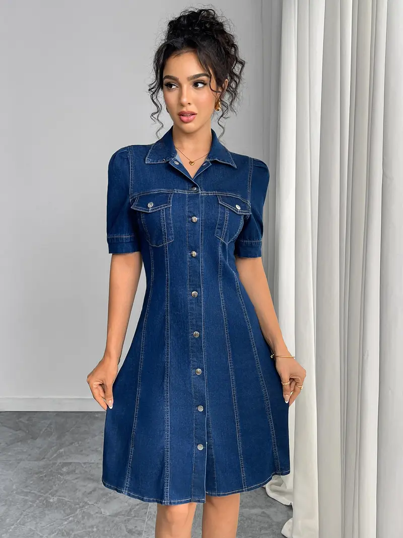 short sleeve denim dress - TikTok Shop