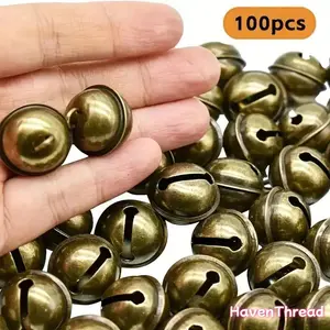 Vintage Antique Copper Color Jingle Bells, 100-Pack for Christmas Decor & DIY Crafts, Warm Tone Sounds, Easy Hang for Instant Ambiance