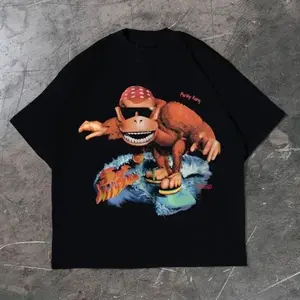 Funky Kong Surf T-Shirt, Meme Funny Animal Tee, Gifts Shirt, Unisex Vintage Graphic Tees Gothic Grunge Y2k Emo Scene Amity Affliction Style Clothes Men Women Streetwear TS3