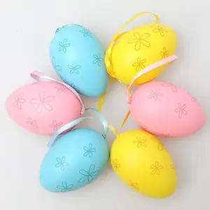 New Easter Plastic Painted Eggs, Pack of 6 Colorful Decorative Eggs for Holiday Gifts, Festive Easter Decorations