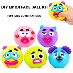 Squishy Face Ball DIY Kit – Stress Relief Sensory Fidget Toy with Removable Facial Parts, Creative Party Favor for Kids & Adults squeezy squishies squishy toys popping squishy collection Squeeze Ball