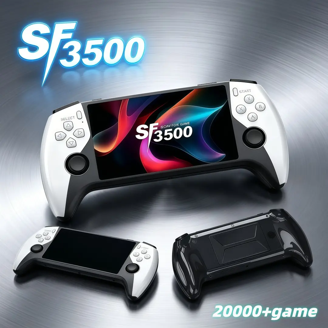SF3500 Portable Retro Wireless Handheld Gaming Console Device - 5.1in HD IPS Screen, Built-in 14+ Emulators, High-Performance Chip, Mass Classic Titles, TV Connection Cable Support, Game Card Compatibility, Rechargeable, Ideal Gift for Gaming Enthusiasts