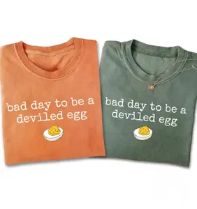Bad Day to be a Deviled Egg Shirt Comfort Color, Funny Thanksgiving Dinner T-Shirt, Sarcastic Friendsgiving T Shirt, Food Humor Tee