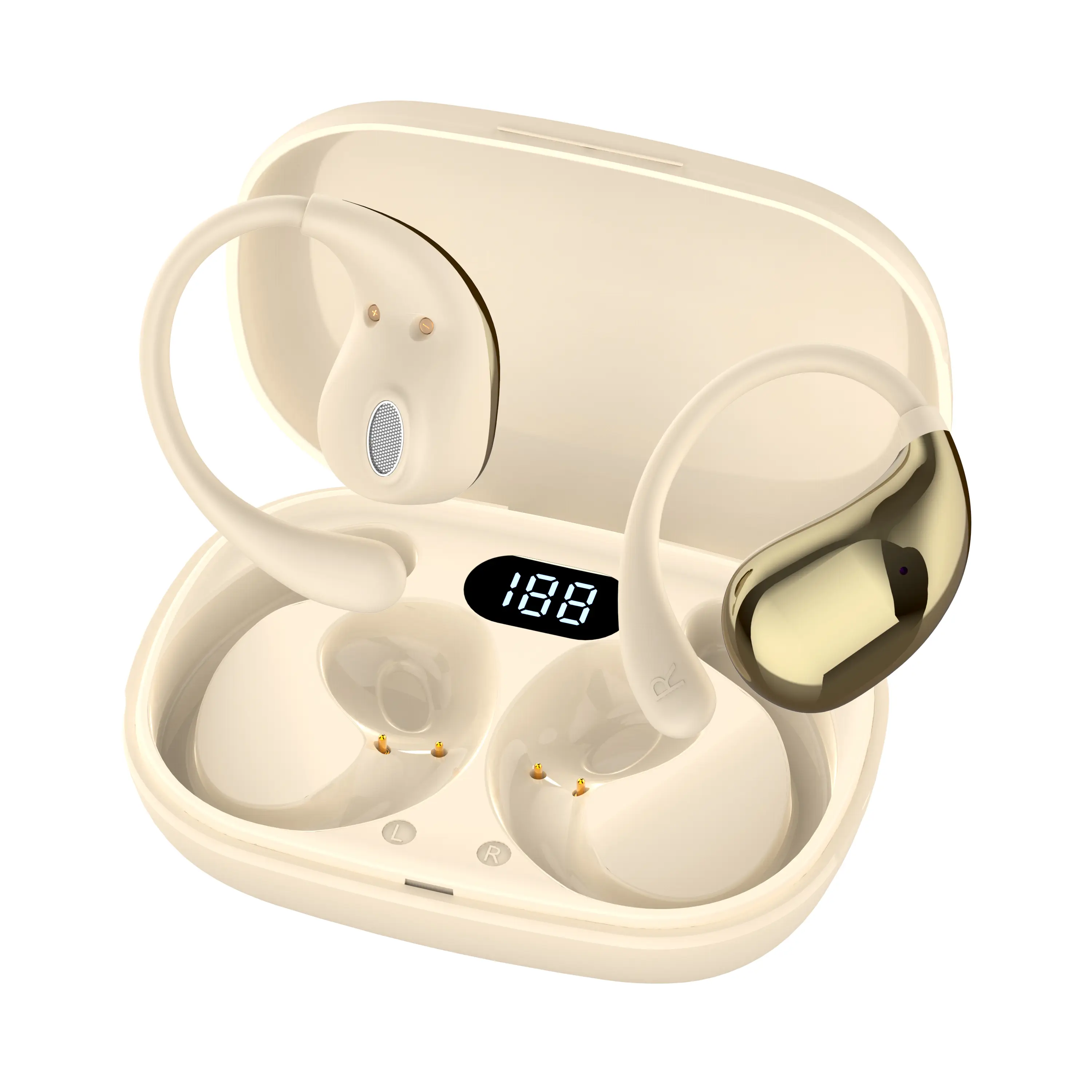 OWS Open-Ear Sport Bluetooth Headphones, Bluetooth 5.4 Earphones with 17Hrs Playtime, Air Conduction Earbuds with Secure Earhooks & Touch Controls for