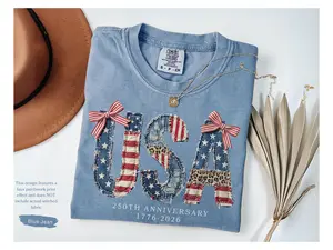 (FAUX PATCHWORK-PRINT) Comfort Colors 4th of July Shirt, FAUX Patchwork USA Shirt, Digital Print Tee, Retro American Shirt, Patriotic Shirt, Fourth of July Shirt, Patriotism Tee - HARSIN