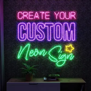 Customized Neon Sign - Personalized Light for Bedroom Wall Decor, Party Backdrop, Business Logo, Shop Name - Customizable Words, Emoji,Colors, Clear Acrylic Backboard Made in USA (3 Lines)