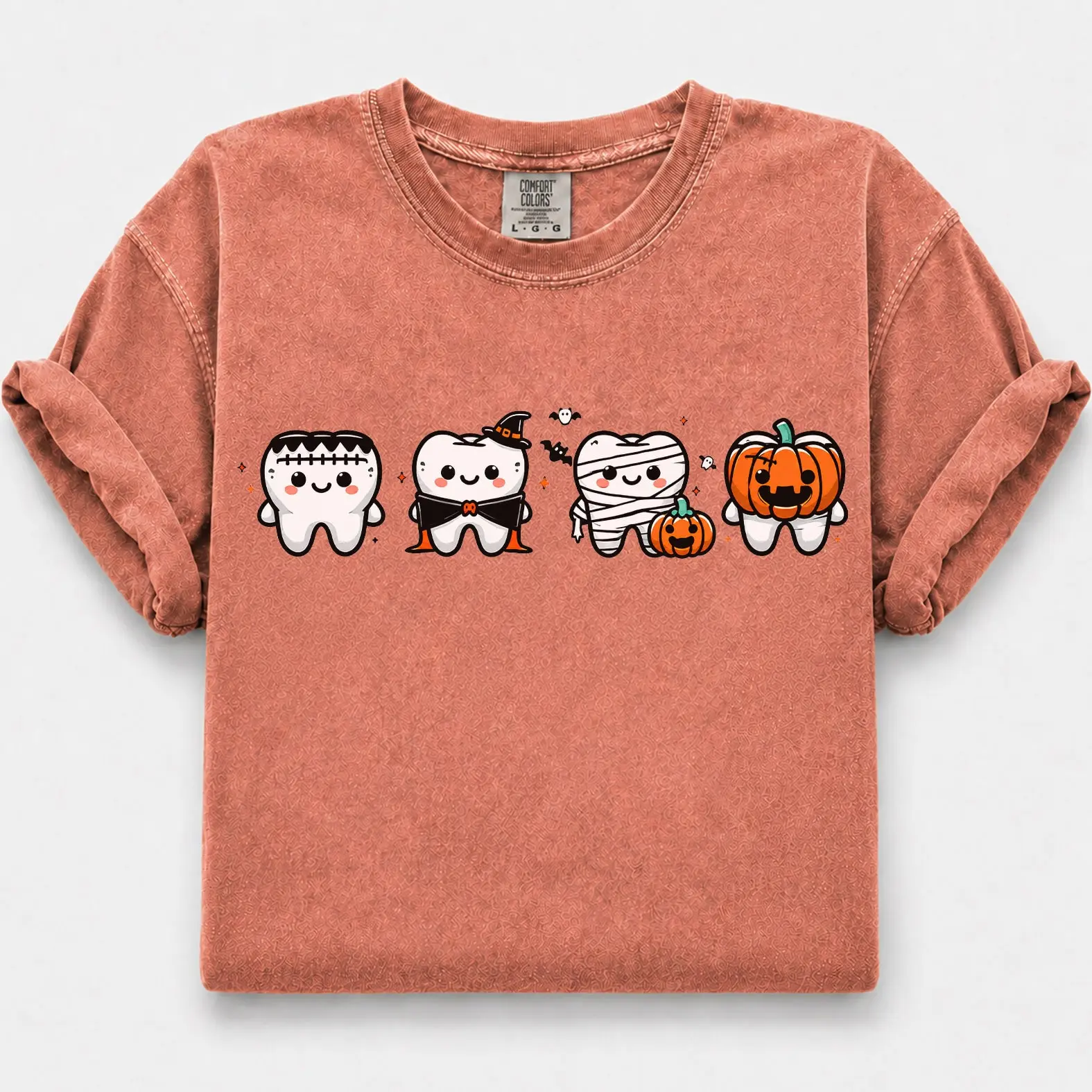 Comfort Colors Halloween Dental Shirt, Cute Dental Tooth Costume Graphic Tee, Halloween Gift for Dental Hygienists & Dentists