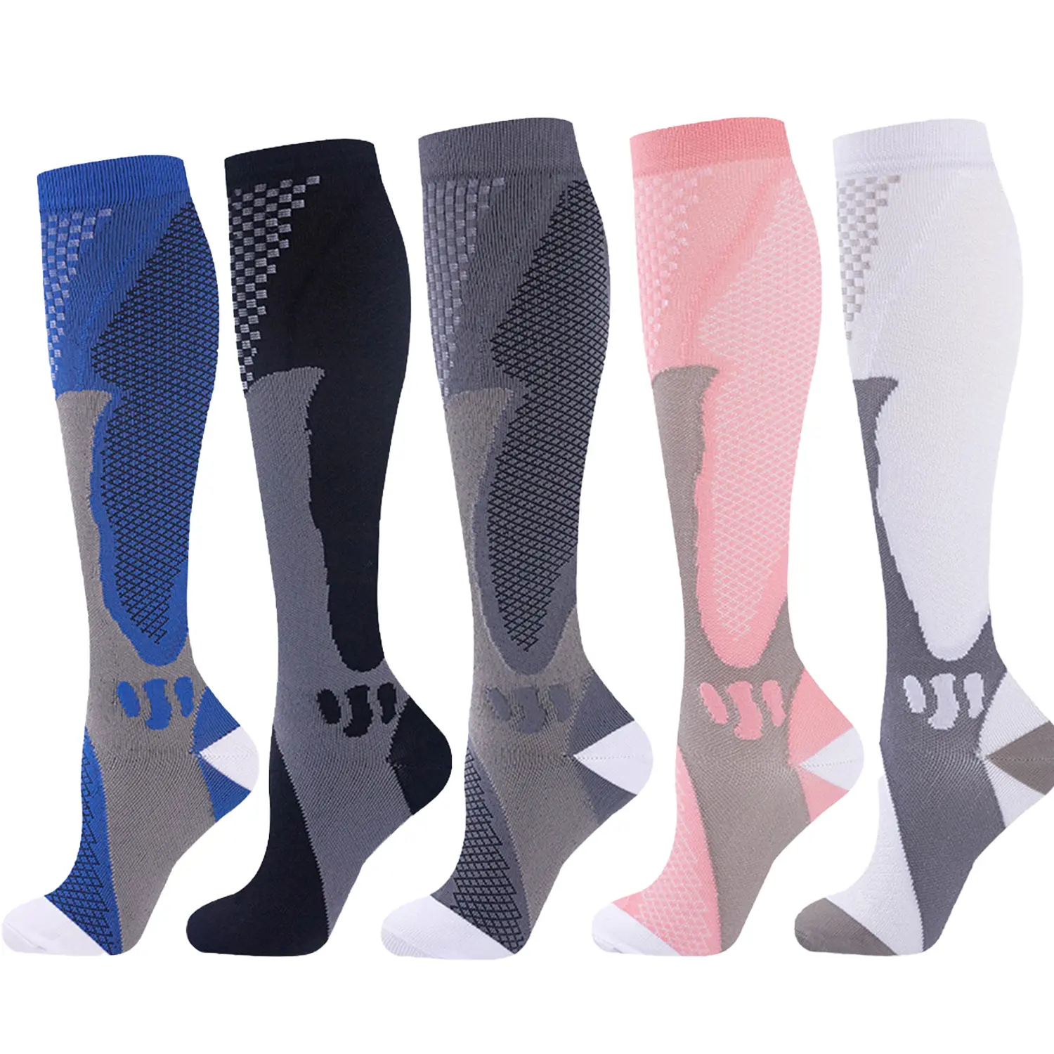 5 Pairs Compression Socks Stockings Womens Mens 20-30 mmHG Knee High Support for Running & Sports 5 Pairs Compression Socks Stockings Womens Mens 20-30 mmHG Knee High Support for Running & Sports