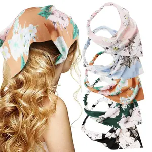 5 Pcs Boho Elastic Thin Fashion Headbands for Women Beautiful Floral Chiffon Headbands
