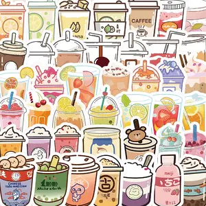 103PCS Cute Cartoon Pearl Milk Tea Beverage Graffiti Stickers for Helmet Bicycle Hand Account Pencil Case Decals Stickers for Scrapbooking LanLanStickersWorld