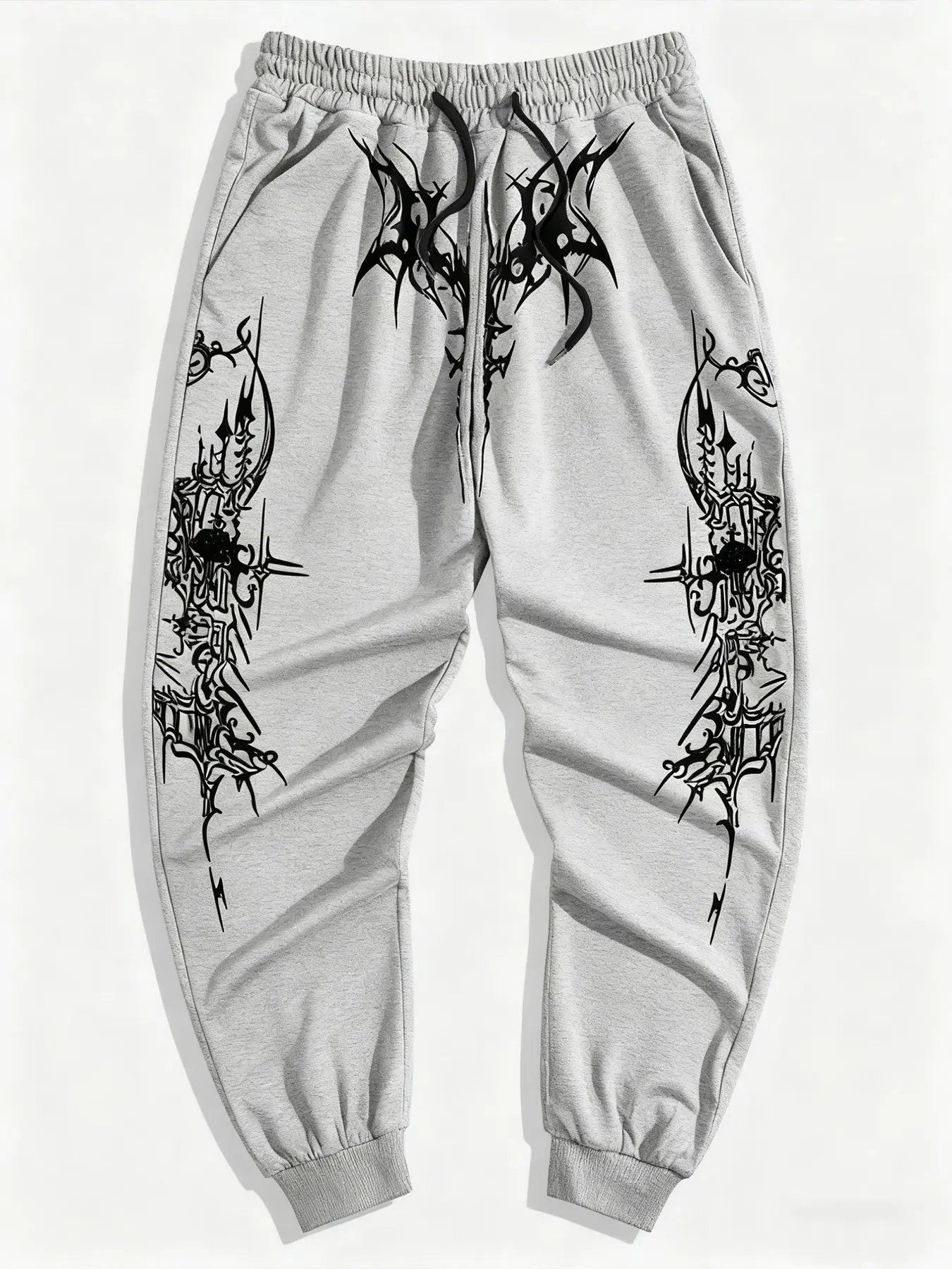Dark Style Printed Jogger Pants, Loose Fit Elastic Waist Casual Athletic Jogging Sportswear, All Seasons Fitted Long Pants for Men, Printed Sweatpants, Athleisure Fitness Pants