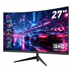 27" QHD 2K Curved Gaming Monitor Fast IPS, 165Hz, 1ms Response Time, 128% sRGB HDR Eye Care, DP HDMI, VESA Mount Metal Stand for PC Gaming