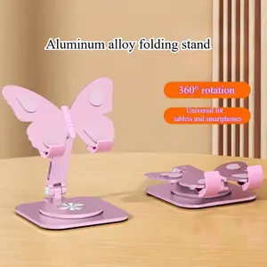 Aluminum Alloy Mobile Phone Holders Butterfly 360 Degree Rotating Mobile Phone Stand Foldable Adjustable Tablet Stand