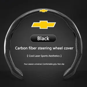 38CM Carbon Fiber PVC Car Steering Wheel Cover Breathable Anti Slip Cover For Chevrolet Cruze Sonic Silverado Trax Camaro Captiva Equinox Trailblazer