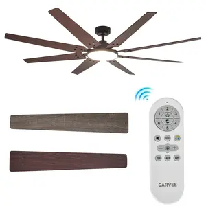 72 Inch Ceiling Fan with LED Light, 8-Blade Low Profile Flush Mount Ceiling Fan, Reversible Motor Remote Control Indoor Outdoor Ceiling Fan for Living Room Patio