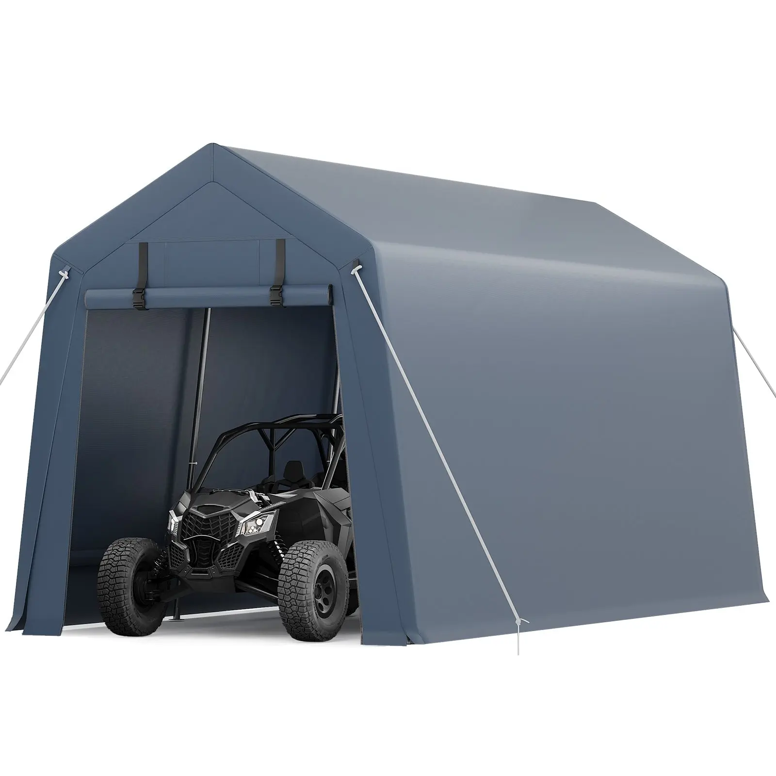 【GARVEE】Portable Heavy Duty Waterproof Outdoor Carport and Garage Tent with Roll-Up Zipper Doors, Durable Steel Frame, Anti-UV Protection, Suitable for Cars, Motorcycles, Bikes, and Garden Tools, Grey