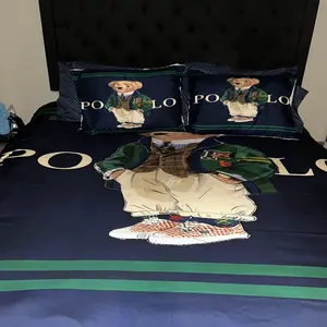 Bear Themed Duvet Cover (Including 1 Bed Cover And 1-2 Pillowcases,No Pillow Inserts or Comforter Included), Vintage Polo Teddy Bear Bedding, Bedroom Bedding Set, Suitable For Decorating Rooms And Bedrooms For Boys, Girls, And Teenagers
