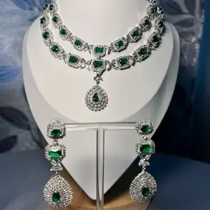 Warina 5A Cubic Zirconia Double Layer Set with Earrings - Perfect for Any Occasion