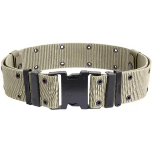 Khaki - Marine Corps Style Quick Release Pistol Belt - Adjustable 2.25 Wide Tactical Belt
