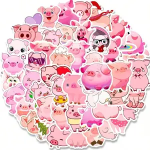 50 Cute Pig Stickers, Funny Stickers, Korean Style Trendy Girl Series, Cartoon Doodle Decals, Perfect for Scrapbooking and DIY Projects