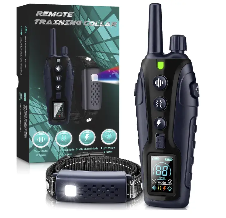 TQT Dog Training Collar - Remote Control 4000FT, 4 Training Modes, IPX7 Waterproof, Rechargeable E-Collar with Flash Light