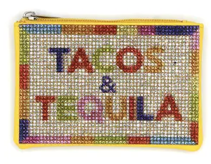 Tacos & Tequila Rhinestone Coin Purse Yellow
