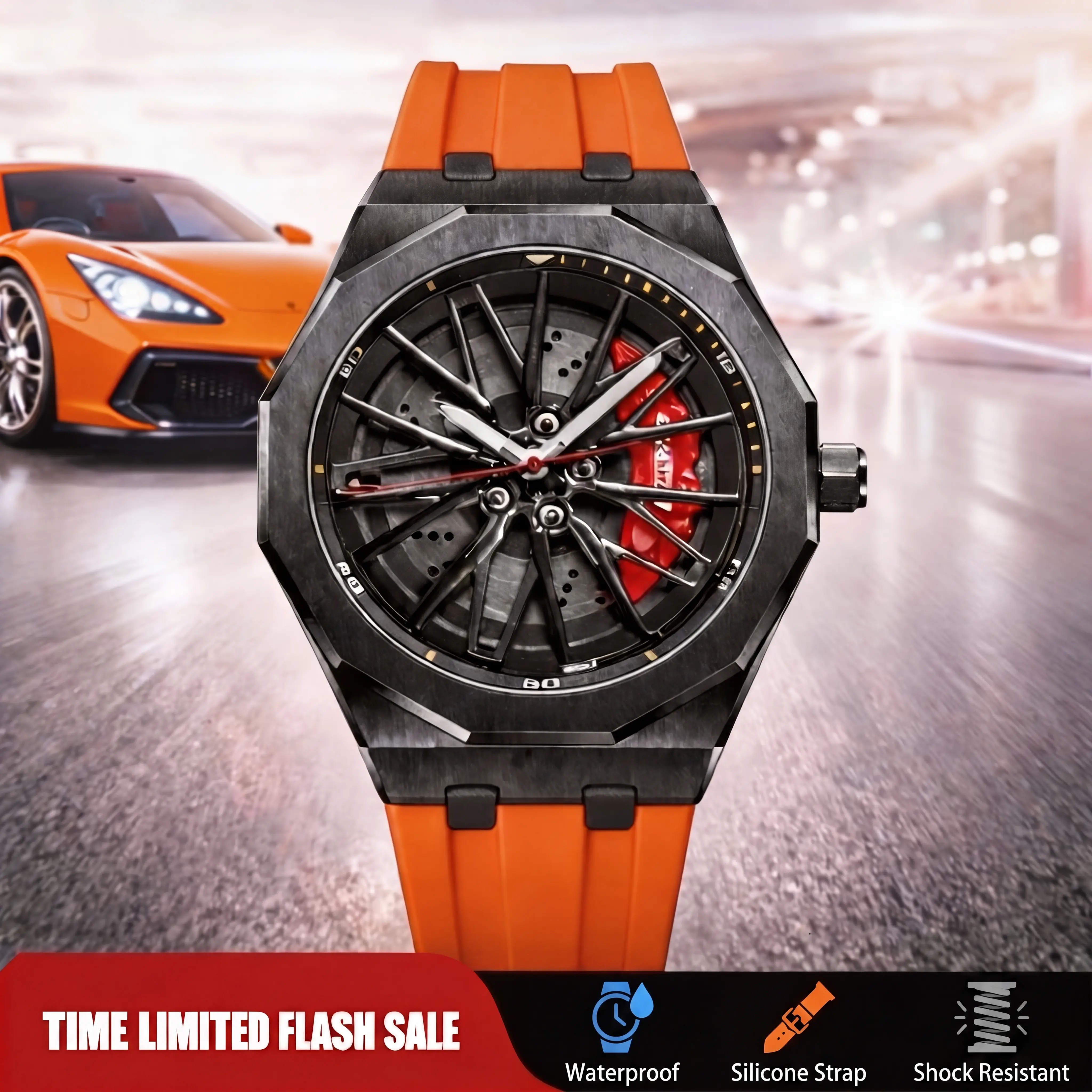 Luxury Sport Watch for Men，Men's stainless steel watch with rotating wheel spoke design，Cool & Fashionable Watch for Business and Everyday- StyleLuminous | Waterproof