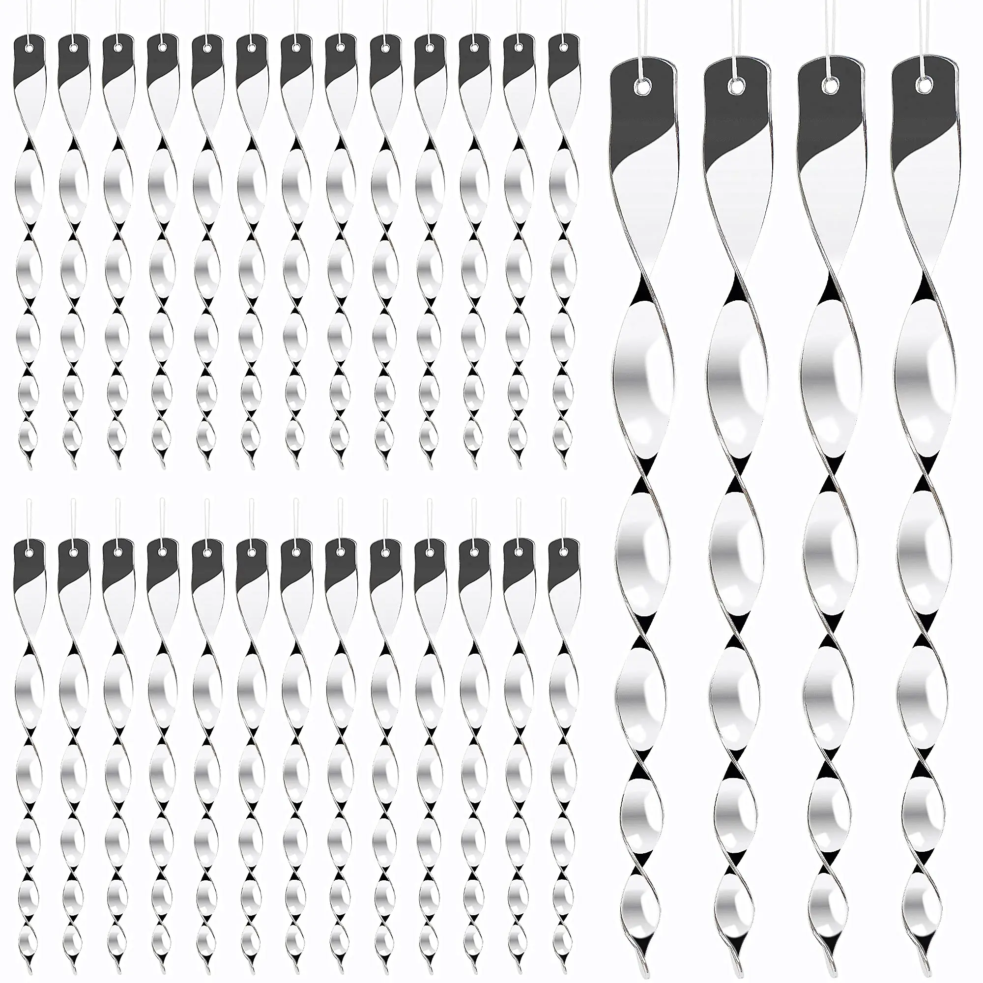 30 Pack Bird Deterrents for Outside,Bird Repellent Hanging,Silver Plastic Reflectors Scare Rods,Garden Decorative Reflective Scare Birds Away,Like Woodpeckers,Pigeons and Geese,Hand Tools Kits ﻿