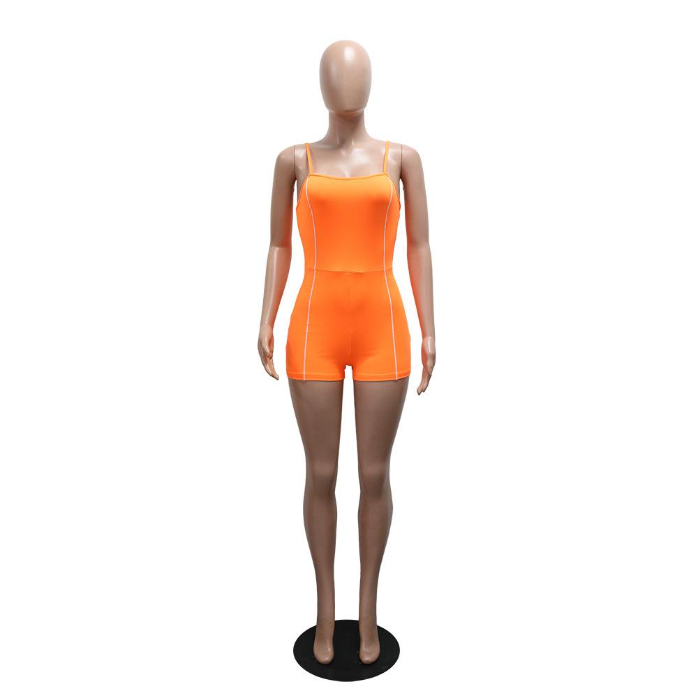 Solid Color Tight Strapless Jumpsuit Short Pants for Women