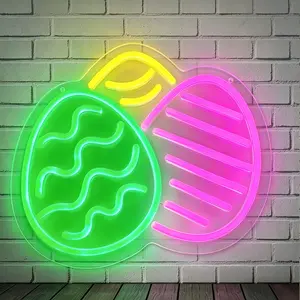 Easter Egg Neon Light, Acrylic Carved Wall Mount, USB Powered Dimmable, Perfect for Parties, Kids Room, Sweet Shop, Bar, Festival Decor