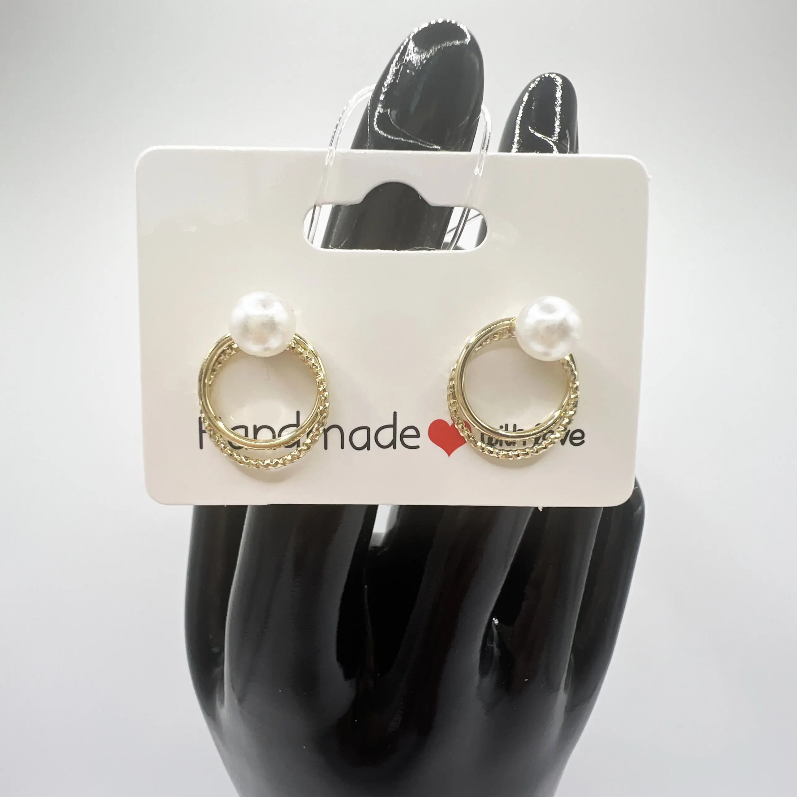 Double Hoop Pearl Stud Earrings | Elegant & Minimalist Jewelry