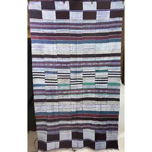 XL Fulani Peulh African Black & White Mudcloth Textile | 83 x 50"