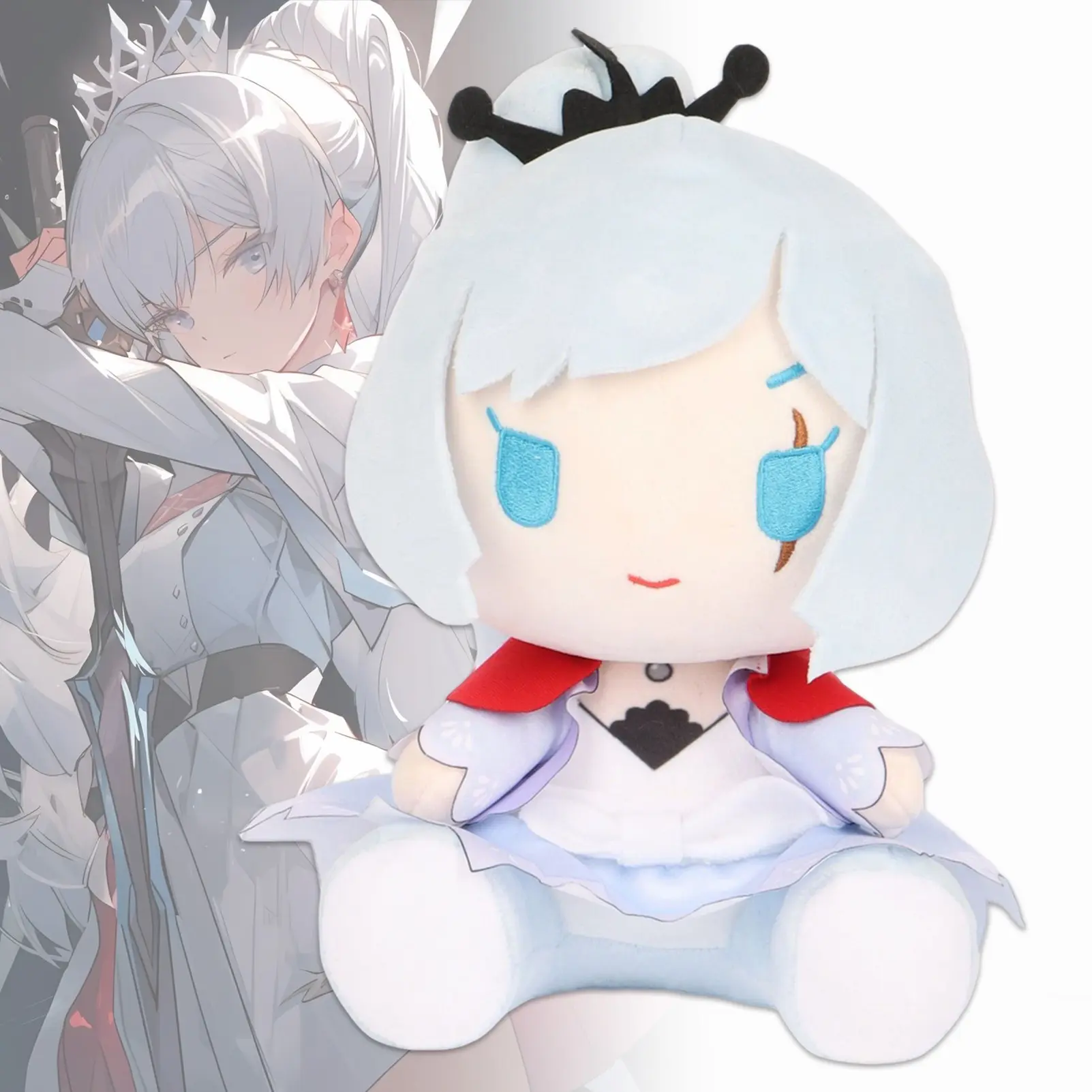 25cm/9.84in Ice Queendom RWBY Weiss Schnee Ver. Plush Doll, Soft Stuffed Doll - Soft Huggable Seated Anime Character, Ultra-Soft Fabric with Fluffy Filling, Must-Have Collectible for RWBY Enthusiasts, Great Gift Idea for Fans