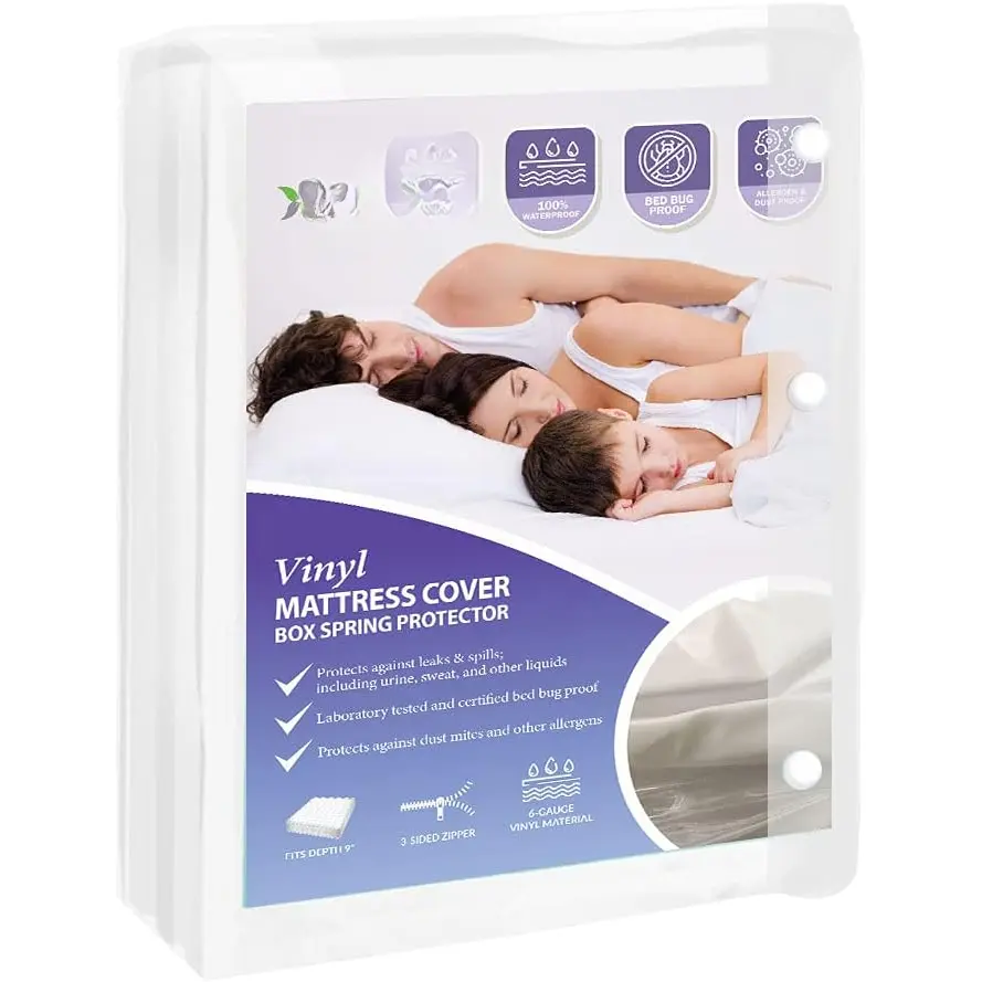 6 Gauge Vinyl Bed  Mattress/Box Spring Cover by  -  Encasement-  for Bed wetting (Full)