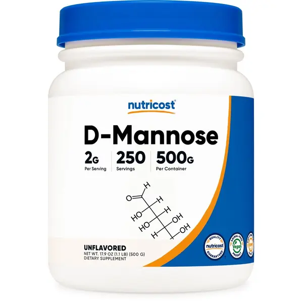 Nutricost D-Mannose Protein Powder, 500g Clean Adult Healthcare Dietary Supplement - 2g Serving (250 Servings), Natural Ingredients, Non-GMO, Gluten-Free, Vitamin-Infused, Blendable, Third-Party Tested, Wellness Boost, Fitness Support