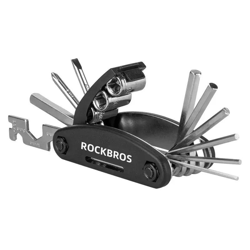 ROCKBROS 16-in-1 Bike Multi-Tool Kit, Foldable High-Quality Steel with Hex Wrenches, Portable All-in-1 Solution for Roadside Emergencies, 7.8Oz, Adults, All-In-One Solution